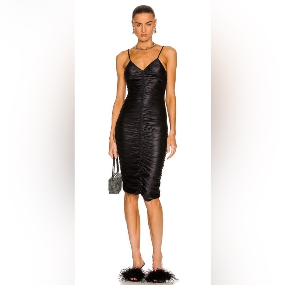 Alexander Wang Black Ruched Midi Dress
